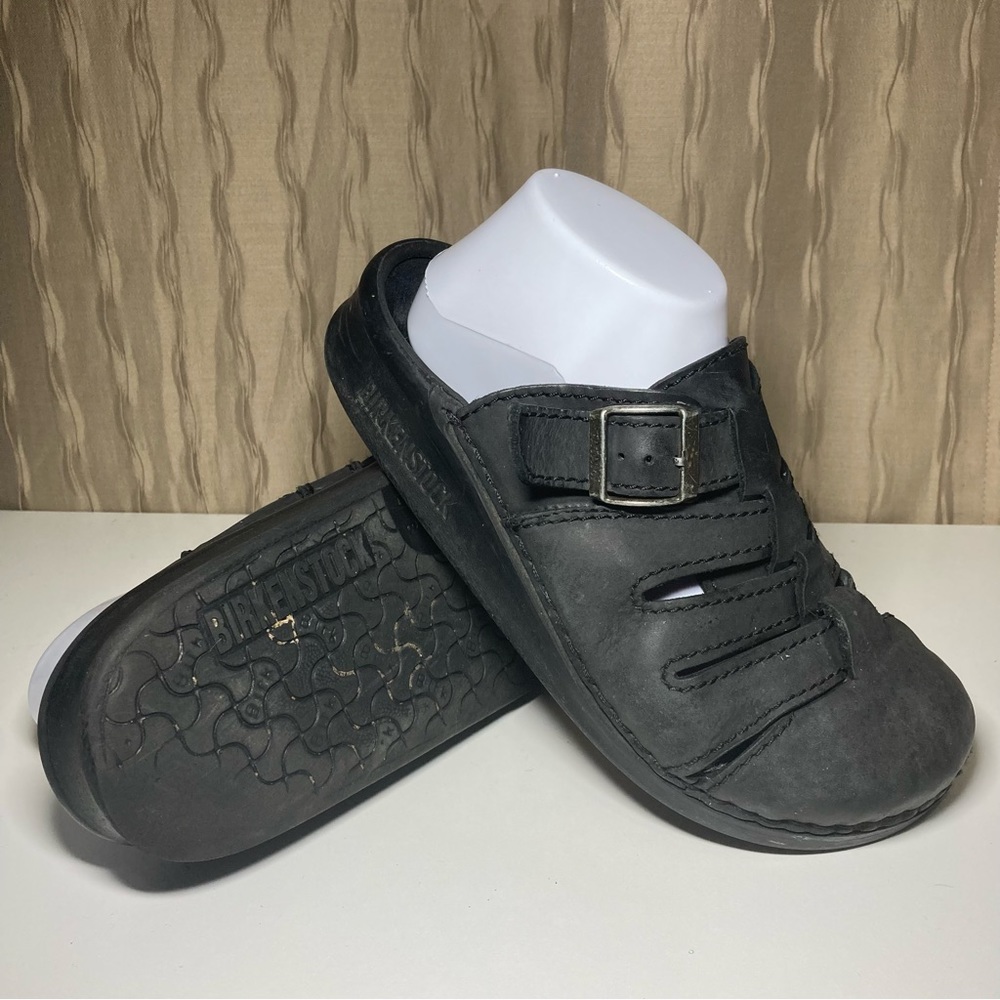 Tatami Birkenstock Women’s 8 Men's 6 Black Leather Clogs Mules Slip On